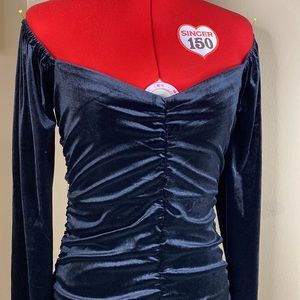 Zara Black velvet off the shoulder dress